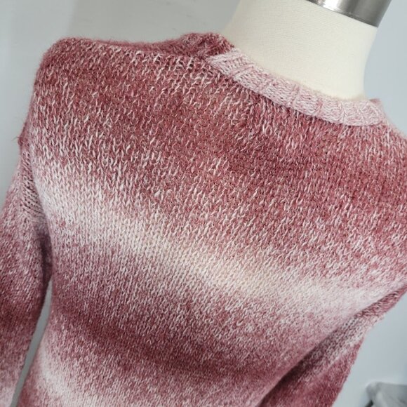 Sun & Shadow Longline Knit Pink Long Sleeve Ombre Open Front Cardigan Sweater - Picture 9 of 11